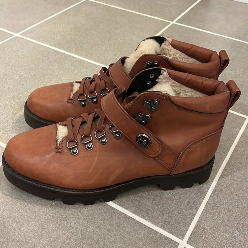 Coach New York Tompkins boots mens G1074 new saddle size 11.5 leather shearling_6
